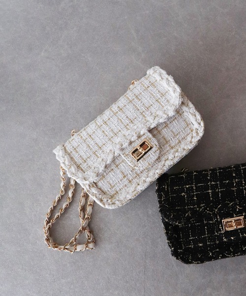 BLUEEAST(ブルーイースト)の「2WAYツイードチェーンショルダーバッグ(ショルダーバッグ・レディース・ホワイト/ブラック・FREE)」の14枚目の写真