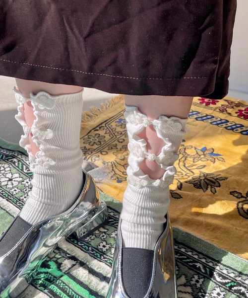 SANSeLF(サンセルフ)の「フロントリボンソックス【SANSeLF】sana23a006(ソックス/靴下・レディース・ホワイト/ブラック・FREE)」の8枚目の写真