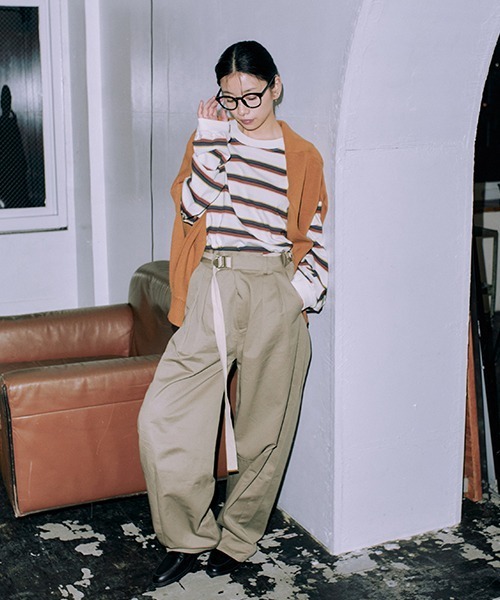 CREDONA（クレドナ）の「タイロッケンデザインカーブPT（チノパンツ・レディース・ベージュ/ブラック・FREE）」の10枚目の写真