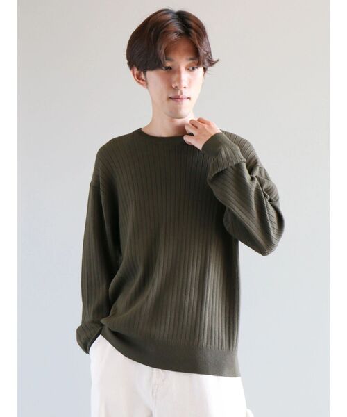 CRAFT STANDARD BOUTIQUE(クラフトスタンダードブティック)の「ワイドリブクルーネックニットプルオーバー(ニット/セーター・メンズ・カーキ/ブラック/ライトグレー/アイボリー・L/XL/M)」の8枚目の写真