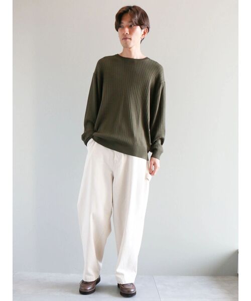 CRAFT STANDARD BOUTIQUE(クラフトスタンダードブティック)の「ワイドリブクルーネックニットプルオーバー(ニット/セーター・メンズ・カーキ/ブラック/ライトグレー/アイボリー・L/XL/M)」の10枚目の写真