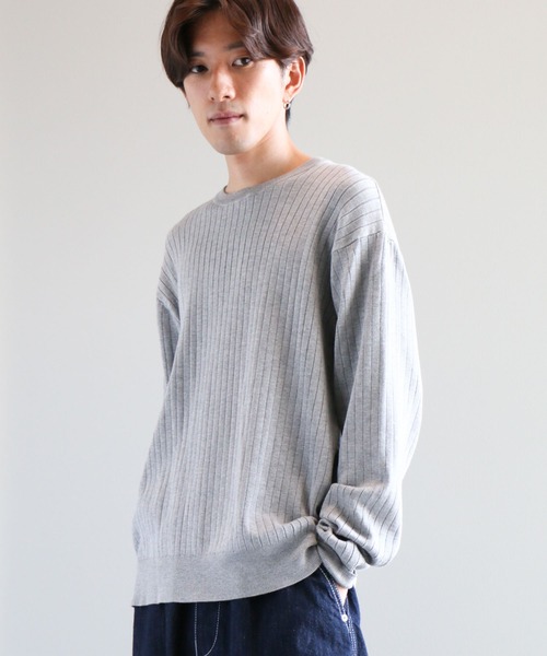 CRAFT STANDARD BOUTIQUE(クラフトスタンダードブティック)の「ワイドリブクルーネックニットプルオーバー(ニット/セーター・メンズ・カーキ/ブラック/ライトグレー/アイボリー・L/XL/M)」の5枚目の写真
