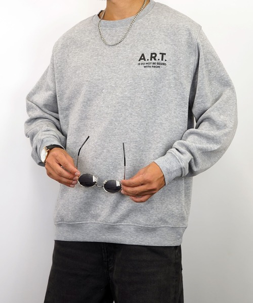 Burner(バーナー)の「【GROOVY STORE】プリントスウェットクルー裏起毛(スウェット・メンズ・ホワイト/バーガンディー/ブラック/ネイビー/グレー系その他2/ブラック系その他2/ブルー/ライトベージュ/ブルー系その他2/グレイッシュベージュ/杢グレー/ライトブラック・L/LL/M)」の7枚目の写真