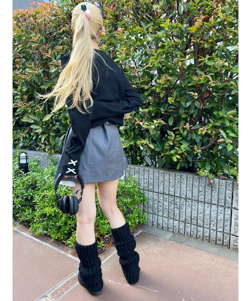 PHILLY（フィリー）の「【PHILLY】ミニリボンショートワッフルロンT（Tシャツ/カットソー・レディース・ブラック/アイボリー/グレー・FREE）」の12枚目の写真