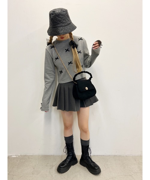 PHILLY（フィリー）の「【PHILLY】ミニリボンショートワッフルロンT（Tシャツ/カットソー・レディース・ブラック/アイボリー/グレー・FREE）」の14枚目の写真