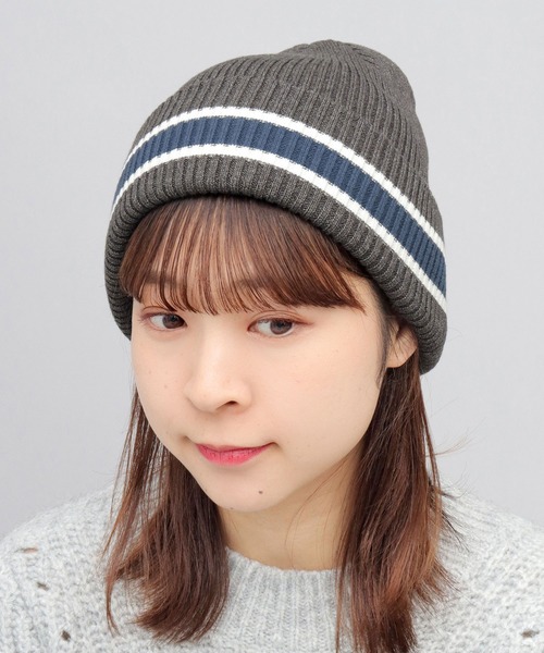 A.M.S.（エーエムエス）の「カレッジカラー ライン ニット帽（ニットキャップ/ビーニー・メンズ・グレー/オフホワイト/ブラック・FREE）」の12枚目の写真
