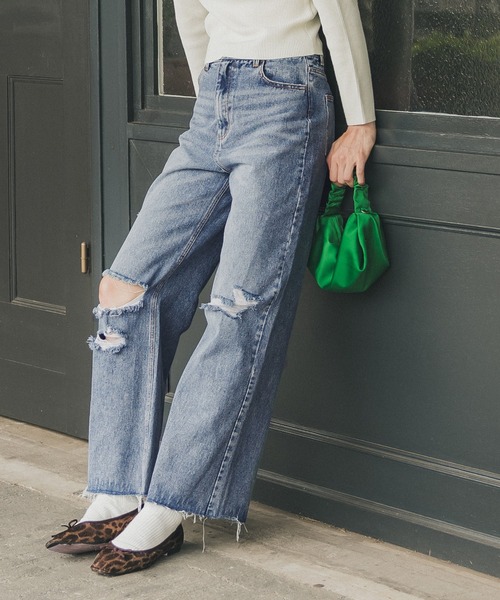 coca(coca)(コカ)の「カットオフダメージデニムパンツ(デニムパンツ・レディース・ブルー・M/L)」の6枚目の写真