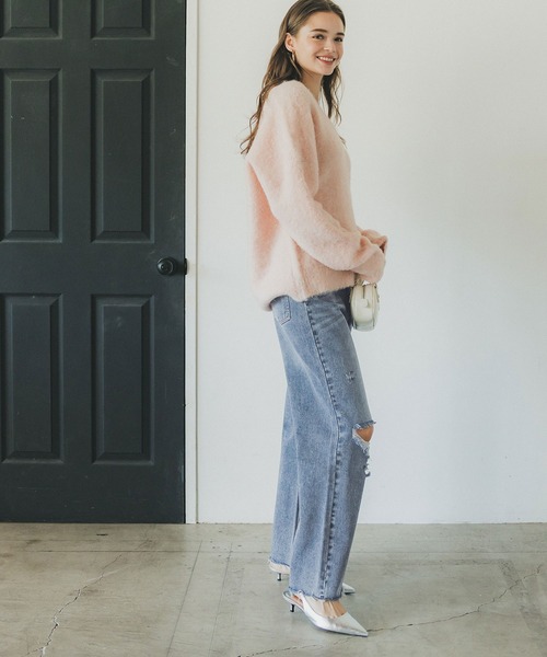 coca(coca)(コカ)の「カットオフダメージデニムパンツ(デニムパンツ・レディース・ブルー・M/L)」の4枚目の写真