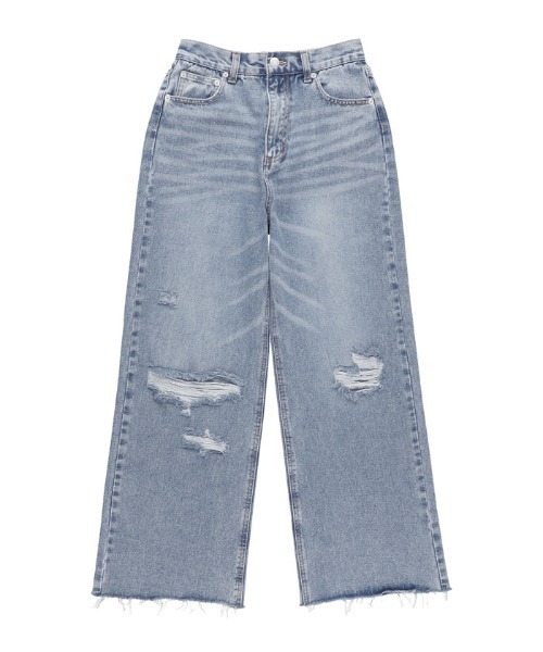 coca(coca)(コカ)の「カットオフダメージデニムパンツ(デニムパンツ・レディース・ブルー・M/L)」の9枚目の写真
