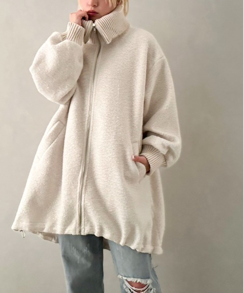 SpRay（スプレイ）の「ブークレミリタリーロングブルゾン（ミリタリージャケット・レディース・チャコールグレー/アイボリー/ブラック・FREE）」の6枚目の写真