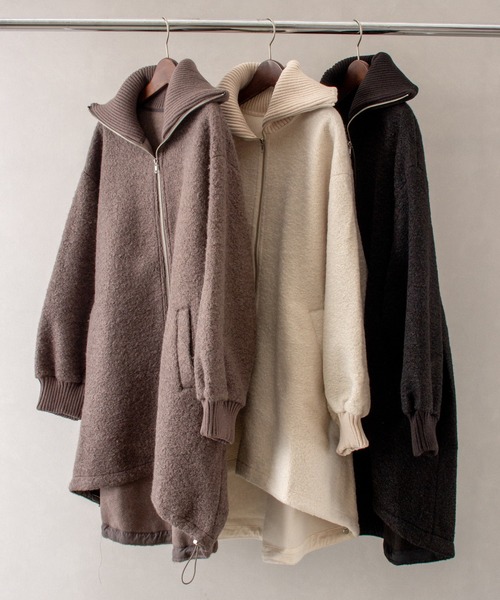 SpRay（スプレイ）の「ブークレミリタリーロングブルゾン（ミリタリージャケット・レディース・チャコールグレー/アイボリー/ブラック・FREE）」の21枚目の写真