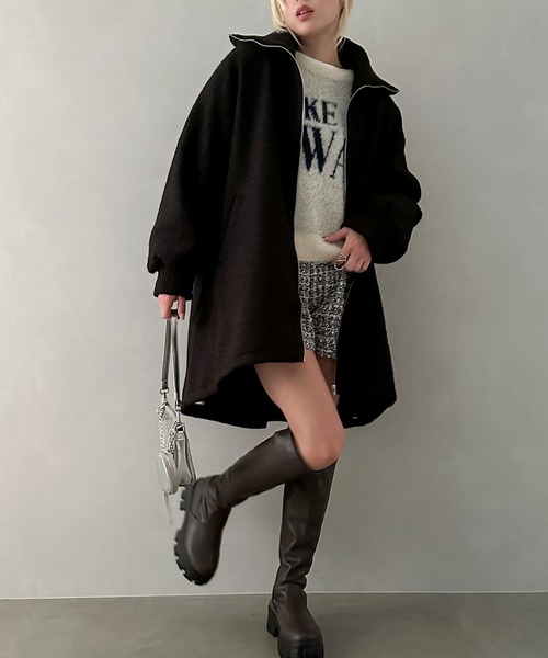 SpRay（スプレイ）の「ブークレミリタリーロングブルゾン（ミリタリージャケット・レディース・チャコールグレー/アイボリー/ブラック・FREE）」の17枚目の写真