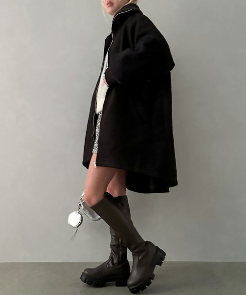 SpRay（スプレイ）の「ブークレミリタリーロングブルゾン（ミリタリージャケット・レディース・チャコールグレー/アイボリー/ブラック・FREE）」の18枚目の写真