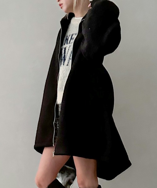 SpRay（スプレイ）の「ブークレミリタリーロングブルゾン（ミリタリージャケット・レディース・チャコールグレー/アイボリー/ブラック・FREE）」の19枚目の写真