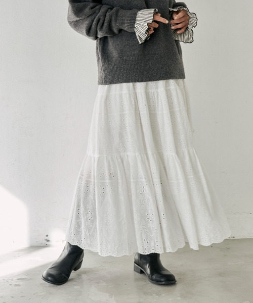 Libra Cue（リブラ キュー）の「コットンレーススカート（スカート・レディース・ブラック/ホワイト・FREE）」の7枚目の写真