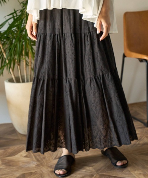 Libra Cue（リブラ キュー）の「コットンレーススカート（スカート・レディース・ブラック/ホワイト・FREE）」の9枚目の写真