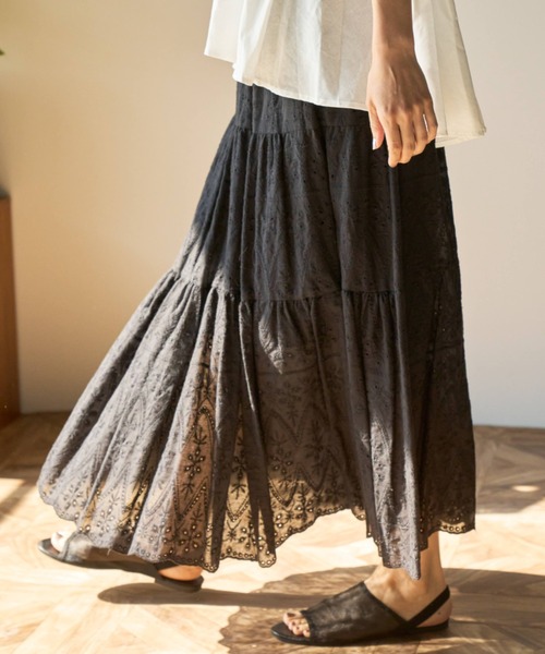 Libra Cue（リブラ キュー）の「コットンレーススカート（スカート・レディース・ブラック/ホワイト・FREE）」の11枚目の写真