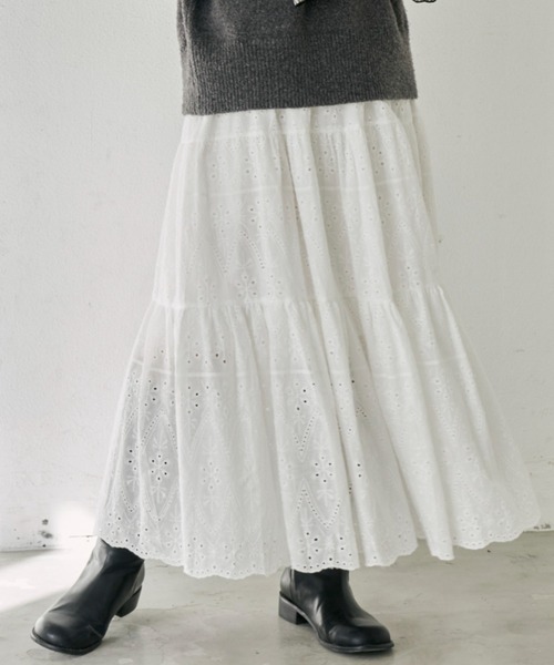 Libra Cue（リブラ キュー）の「コットンレーススカート（スカート・レディース・ブラック/ホワイト・FREE）」の13枚目の写真