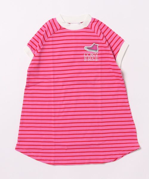 CONVERSE（コンバース）の「CONVERSE/コンバース　ボーダーワンピース（ワンピース・キッズ・グリーン/ピンク/オフホワイト・130/120/110）」の3枚目の写真