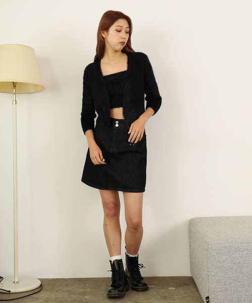 Chick(チック)の「▲SHAGGY CARDIGAN 2PSET / 2点セット シャギーカーディガン アンサンブル(カーディガン/ボレロ・レディース・アイボリー/ブラック/ピンク/サックスブルー・FREE)」の18枚目の写真