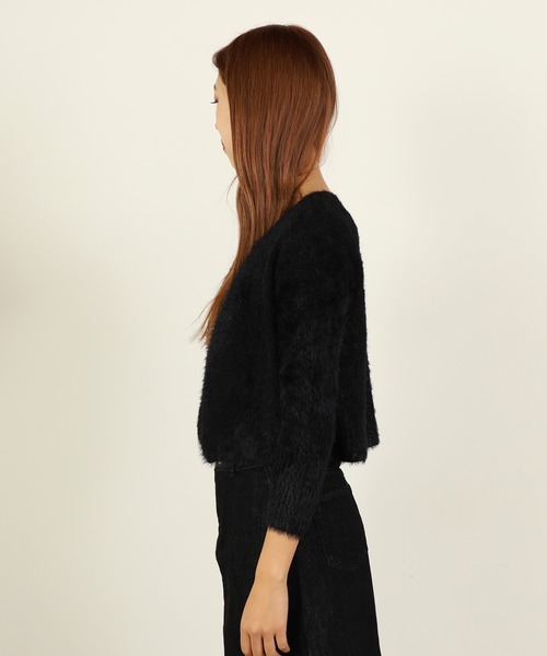 Chick(チック)の「▲SHAGGY CARDIGAN 2PSET / 2点セット シャギーカーディガン アンサンブル(カーディガン/ボレロ・レディース・アイボリー/ブラック/ピンク/サックスブルー・FREE)」の5枚目の写真