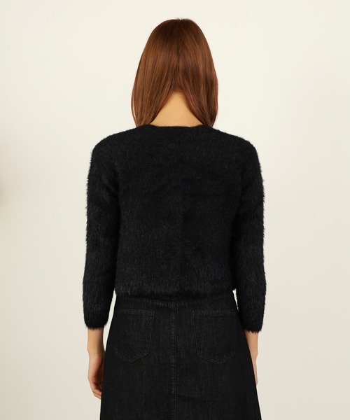 Chick(チック)の「▲SHAGGY CARDIGAN 2PSET / 2点セット シャギーカーディガン アンサンブル(カーディガン/ボレロ・レディース・アイボリー/ブラック/ピンク/サックスブルー・FREE)」の6枚目の写真