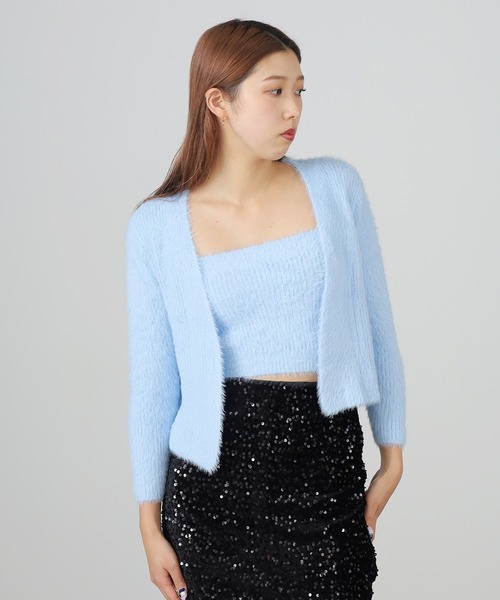 Chick(チック)の「▲SHAGGY CARDIGAN 2PSET / 2点セット シャギーカーディガン アンサンブル(カーディガン/ボレロ・レディース・アイボリー/ブラック/ピンク/サックスブルー・FREE)」の21枚目の写真