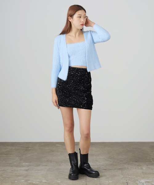 Chick(チック)の「▲SHAGGY CARDIGAN 2PSET / 2点セット シャギーカーディガン アンサンブル(カーディガン/ボレロ・レディース・アイボリー/ブラック/ピンク/サックスブルー・FREE)」の22枚目の写真