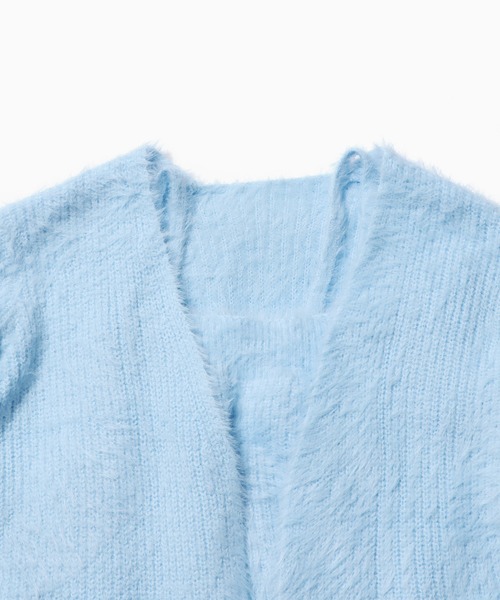 Chick(チック)の「▲SHAGGY CARDIGAN 2PSET / 2点セット シャギーカーディガン アンサンブル(カーディガン/ボレロ・レディース・アイボリー/ブラック/ピンク/サックスブルー・FREE)」の7枚目の写真