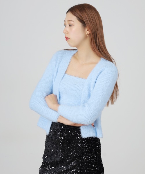 Chick(チック)の「▲SHAGGY CARDIGAN 2PSET / 2点セット シャギーカーディガン アンサンブル(カーディガン/ボレロ・レディース・アイボリー/ブラック/ピンク/サックスブルー・FREE)」の20枚目の写真