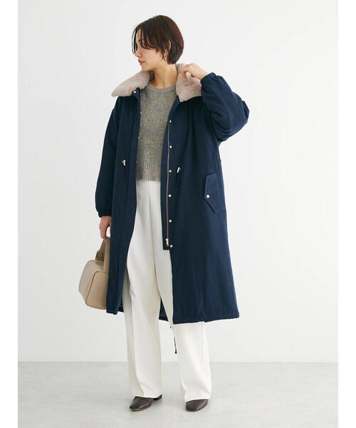 ELENCARE DUE 中綿モッズロングコート　ファー付きベージュ 暖かい ELENCARE DUE（エレンカーレデュエ）の「・ELENCARE DUE 中綿