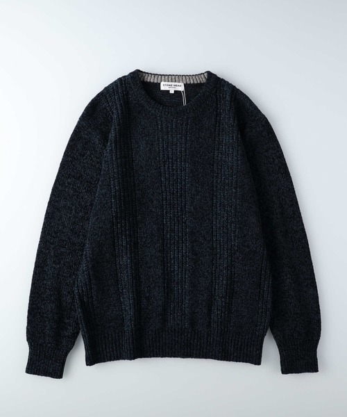 Right-on(ライトオン)の「編み替えモールクルーネックニット(ニット/セーター・メンズ・オフホワイト/ネイビー・XL/M/L)」の9枚目の写真