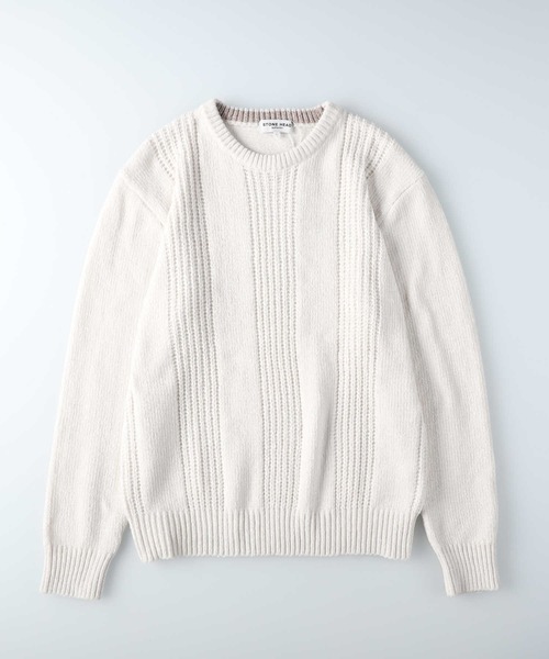 Right-on(ライトオン)の「編み替えモールクルーネックニット(ニット/セーター・メンズ・オフホワイト/ネイビー・XL/M/L)」の10枚目の写真