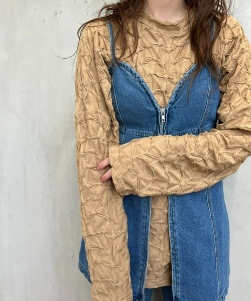 y/m by misato(イムバイミサト)の「シャーリングジャガードカットトップス(Tシャツ/カットソー・レディース・ベージュ/アイボリー/ブラック・FREE)」の18枚目の写真