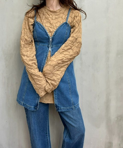 y/m by misato(イムバイミサト)の「シャーリングジャガードカットトップス(Tシャツ/カットソー・レディース・ベージュ/アイボリー/ブラック・FREE)」の19枚目の写真