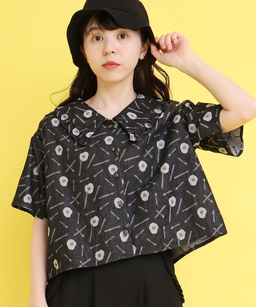 didizizi（ディディジジ）の「●目玉焼きデニムJQBL（シャツ/ブラウス・レディース・ネイビー/ブラック・FREE）」の2枚目の写真