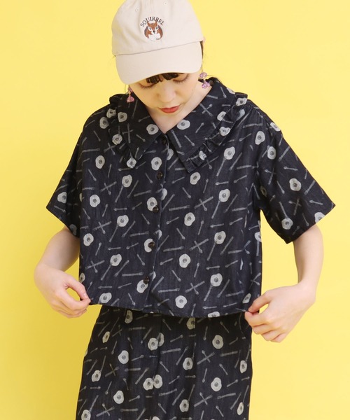 didizizi（ディディジジ）の「●目玉焼きデニムJQBL（シャツ/ブラウス・レディース・ネイビー/ブラック・FREE）」の7枚目の写真