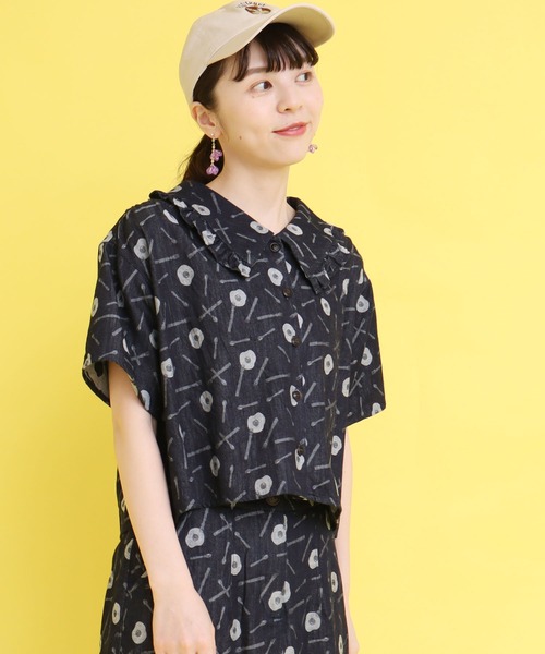 didizizi（ディディジジ）の「●目玉焼きデニムJQBL（シャツ/ブラウス・レディース・ネイビー/ブラック・FREE）」の11枚目の写真