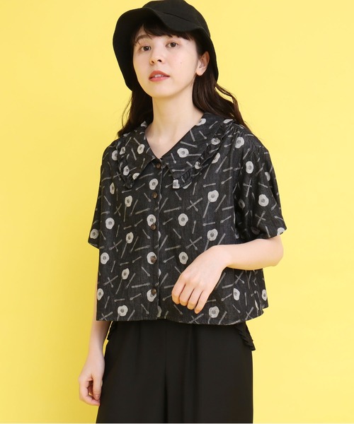 didizizi（ディディジジ）の「●目玉焼きデニムJQBL（シャツ/ブラウス・レディース・ネイビー/ブラック・FREE）」の4枚目の写真