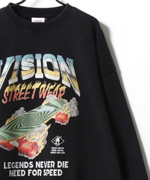 vintage加工スウェット セール】【Snap club】ヴィンテージ加工 ロゴ刺繍 ドロスト