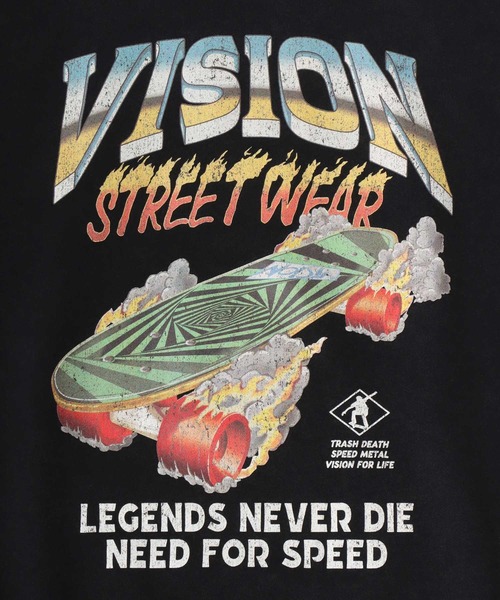VISION STREET WEAR（ヴィジョンストリートウェア）の「VISION STREET WEAR/ヴィジョンストリートウェア オーバーサイズ ヴィンテージ加工 フロント バックプリント スウェット トレーナー/長袖 トップス プルオーバー/レディース メンズ（スウェット・メンズ・ブラック/ブラック系その他・LL/M/L）」の11枚目の写真