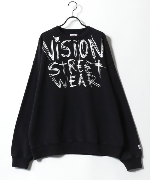 VISION STREET WEAR（ヴィジョンストリートウェア）の「VISION STREET WEAR/ヴィジョンストリートウェア オーバーサイズ ヴィンテージ加工 フロント バックプリント スウェット トレーナー/長袖 トップス プルオーバー/レディース メンズ（スウェット・メンズ・ブラック/ブラック系その他・LL/M/L）」の5枚目の写真