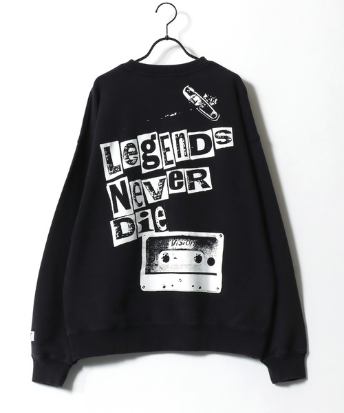 VISION STREET WEAR（ヴィジョンストリートウェア）の「VISION STREET WEAR/ヴィジョンストリートウェア オーバーサイズ ヴィンテージ加工 フロント バックプリント スウェット トレーナー/長袖 トップス プルオーバー/レディース メンズ（スウェット・メンズ・ブラック/ブラック系その他・LL/M/L）」の6枚目の写真