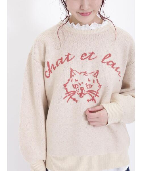 Samansa Mos2(サマンサ モスモス)の「アニマルモチーフジャカードニット(ニット/セーター・レディース・ミント/ベージュ/オフホワイト/イエロー・F)」の6枚目の写真