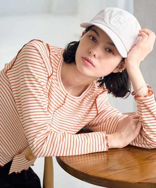 ROPE' PICNIC（ロペピクニック）の「カットメロウトップスカーディガン/リンクコーデ（カーディガン/ボレロ・レディース・オレンジ系その他/ピンク/ネイビー・38）」の3枚目の写真