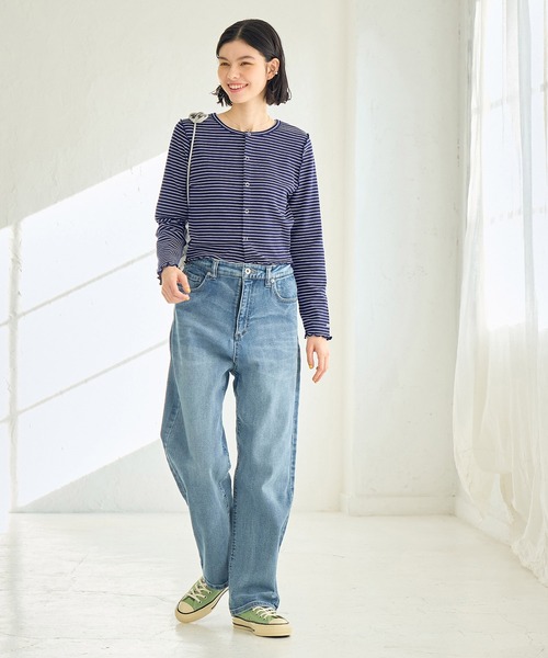 ROPE' PICNIC（ロペピクニック）の「カットメロウトップスカーディガン/リンクコーデ（カーディガン/ボレロ・レディース・オレンジ系その他/ピンク/ネイビー・38）」の14枚目の写真