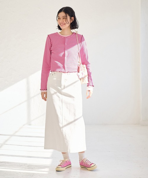 ROPE' PICNIC（ロペピクニック）の「カットメロウトップスカーディガン/リンクコーデ（カーディガン/ボレロ・レディース・オレンジ系その他/ピンク/ネイビー・38）」の17枚目の写真