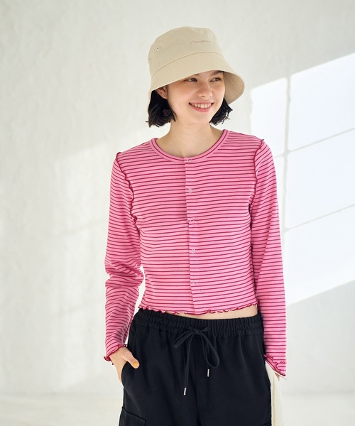 ROPE' PICNIC（ロペピクニック）の「カットメロウトップスカーディガン/リンクコーデ（カーディガン/ボレロ・レディース・オレンジ系その他/ピンク/ネイビー・38）」の20枚目の写真