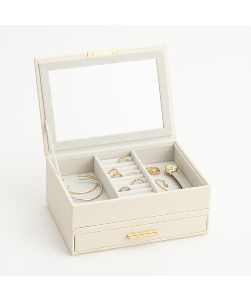 スタッキングジュエリーボックス リング ピアス ホワイト（収納