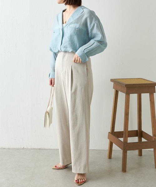 COLLAGE GALLARDAGALANTE（コラージュガリャルダガランテ）の「2WAYヴィンテージライク開襟シャツ（シャツ/ブラウス・レディース・ネイビー/アイボリー/サックスブルー・FREE）」の18枚目の写真